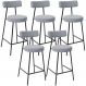 Kit 05 Banquetas Baixa Para Cozinha Sala De Jantar Bar Bancada Milão L02 Bouclê Cinza - Lyam Decor