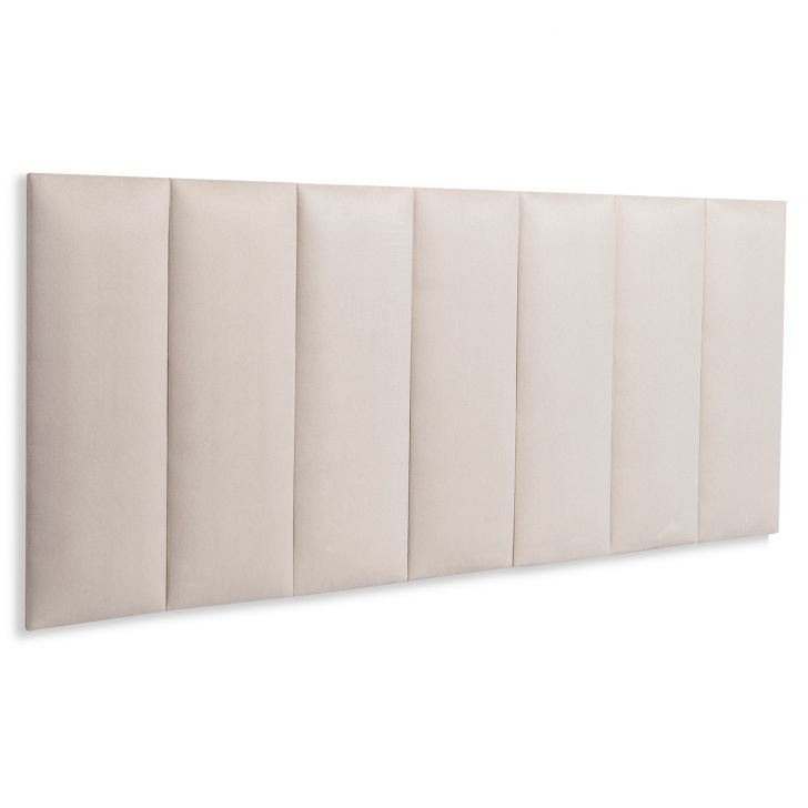 Cabeceira Casal Estofada Para Cama Box Kit 7 Placas Adesivas - Modelo Reta Suede Off White