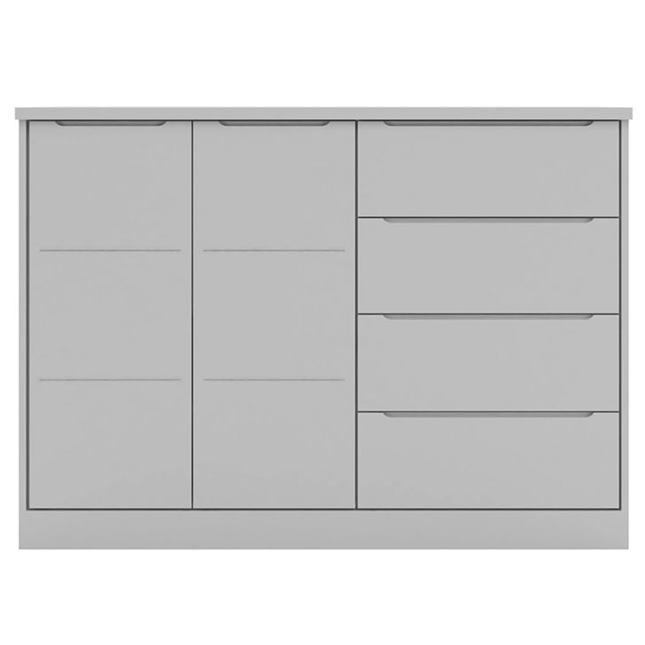 Cômoda Infantil 2 Portas e 4 Gavetas Pérola Cinza - Phoenix