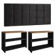Kit Quarto 2 Sapateira Recamier Organizadora 9 Pares Calçados Preto/Freijó Cabeceira Suspensa Cama Box Casal 1,40 Suede - Lojas RPM