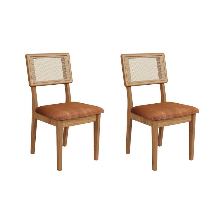 Conjunto com 2 Cadeiras Malba Tela Freijó e Veronese