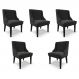 Kit 5 Cadeiras Decorativas Sala de Jantar Base Fixa de Madeira Firenze Veludo Preto G19 - Gran Belo