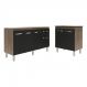 Balcão Armário Gabinete Para Pia 138 cm Camila e Balcão Fran Para Cooktop 4 Bocas Savana Preto
