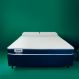 Cama Box Queen com Colchão Espuma D28 Guldi Duplo e 2 Travesseiros Guldi Nasa Viscoelástico Azul e Branco