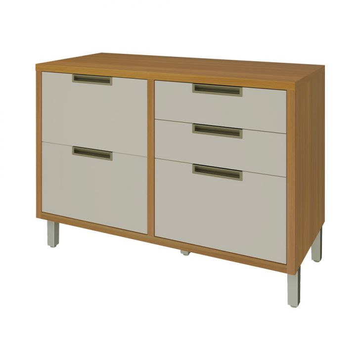 Balcão de Cozinha Imperatriz com Tampo 1 Porta 4 Gavetas Freijó e Off White 120 cm