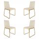 Kit 04 Cadeira de Jantar Estofada Lille Base Gold Courino Bege - Montanaris Decor