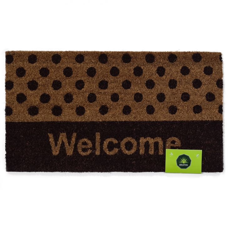 Capacho Welcome Círculos Natural e Preto 33x60 cm