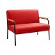 Sofá Namoradeira 2 Lugares Jade Com Apoio De Braço Madeira/metal - Suede Vermelho