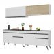 Armário de Cozinha Compacta 240cm Veneza Multimóveis V3696 Branco/Preto