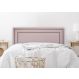 Cabeceira Casal Estofada Para Cama Box 140cm x 60cm Reta Luxo Dupla - Courino Rosa com Tachas Fumê