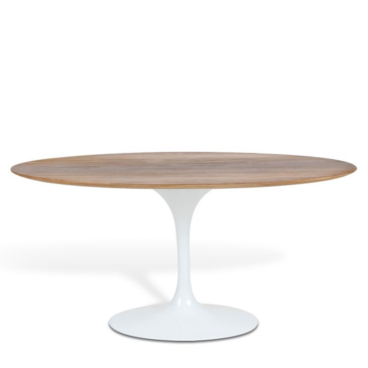 Mesa Saarinen Tulip Oval Imbuia 198x122cm Base Branca