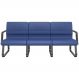 Cadeira Longarina 3 Lugares Recepção com Braço Pés Preto Lev P03 Vinil Azul - Lyam Decor