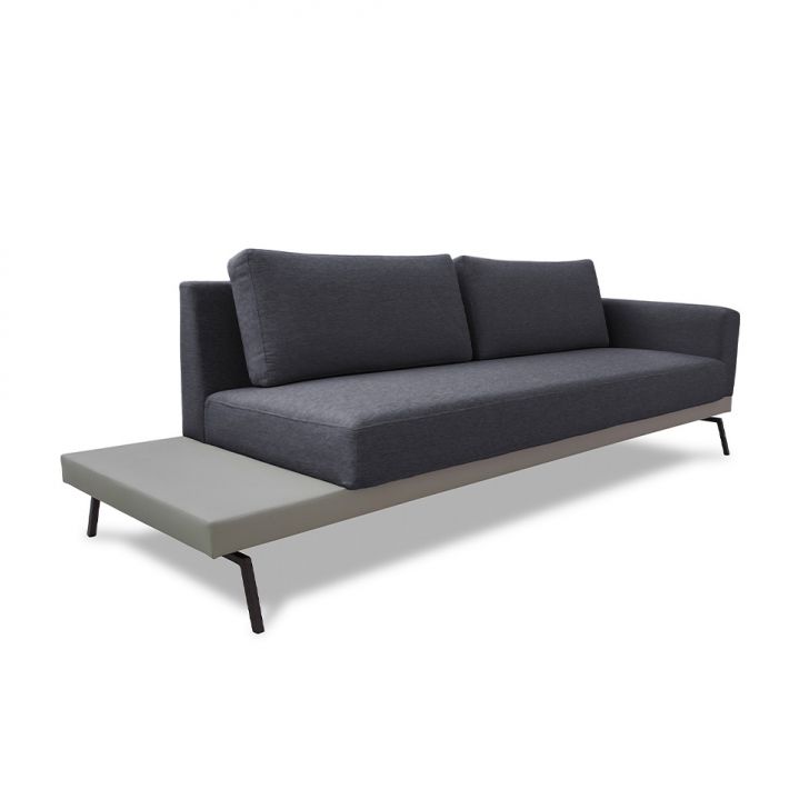 Image of Sofá 3 Lugares Matteo Com Mesa De Apoio Esquerda Linho Cinza 210 Cm PLA-MO895UP89PTYMOB