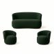 Kit 02 Poltronas + Namoradeira Decorativa Sala Estar Orgânica Beatriz Boucle Verde - Montanaris Decor