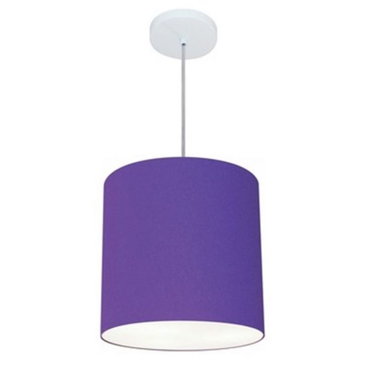 Pendente Cilíndrico Md-4036 Cúpula em Tecido 30x31cm Roxo - Bivolt