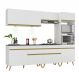 Armário de Cozinha Completa 252cm com Leds Veneza Up Multimóveis V2035 Branco/Dourado