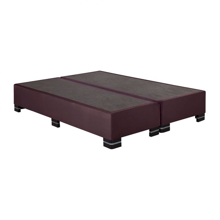 Base Cama Box Queen Sommier Suede Vinho