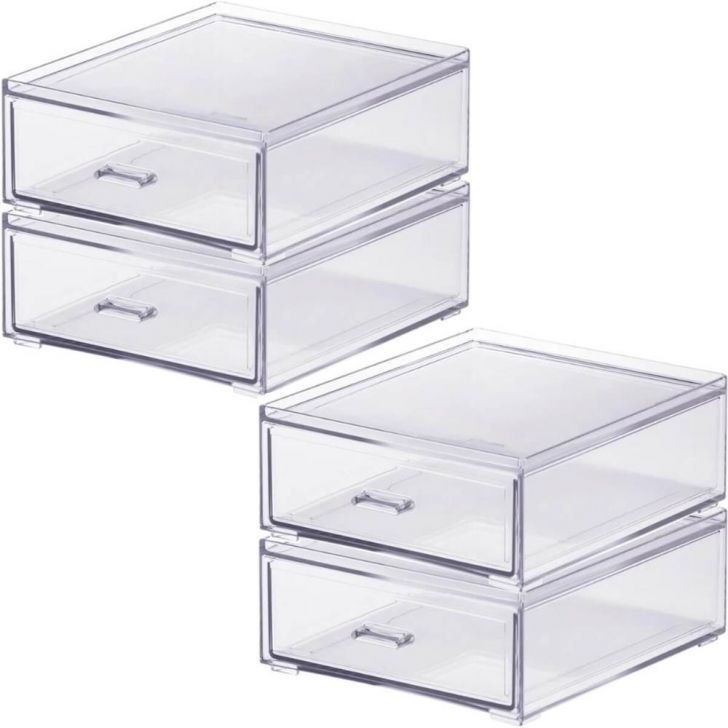 Kit 2 Gavetas Organizadoras Dupla Acrílico Porta Joias Esmaltes Maquiagens Cinquetti