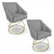 Kit 2 Poltronas Luxo Alana Suede Grafite Base de Ferro Dourado - Pallazio