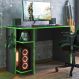 Mesa para Escritório e Shadow Vortex Prateleira e Suporte para CPU Preto Fosco/Verde