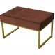 Puff Decorativo Karina Base Gold Veludo Marrom - Montanaris Decor