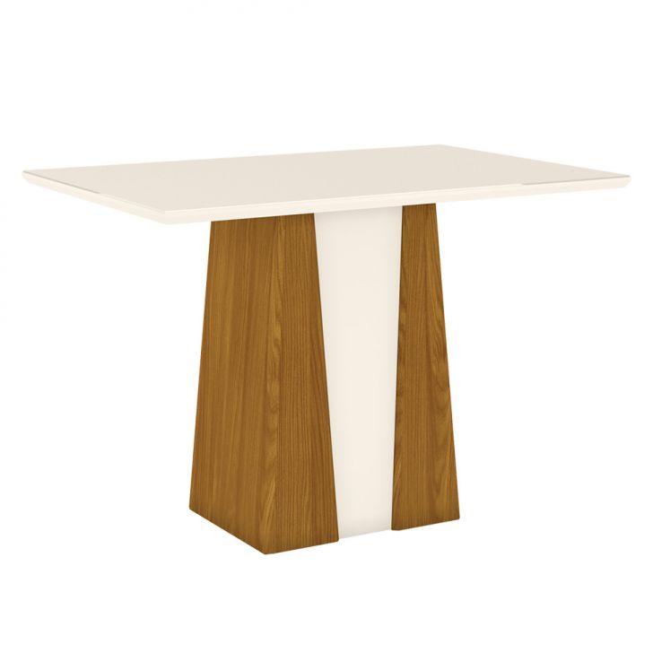 Mesa de Jantar Retangular Elisa Flex Off White e Nature 120 cm