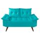Sofa 2 Lugares Bariloche Retro Courino Azul Turquesa Couro Sintetico Essencial Estofados