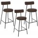 Kit 03 Banquetas Baixa Bar Cozinha Sala De Jantar Em Aço Milão L02 Suede Marrom - Lyam Decor