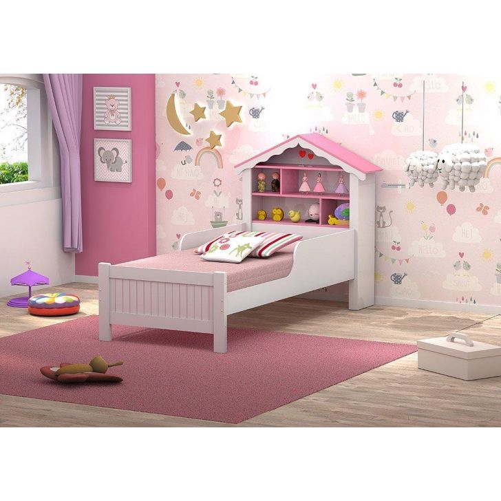 Cama Casinha Com Nichos Princesa Rosa Vitamov