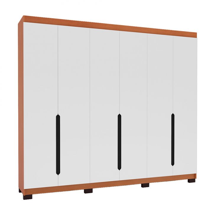 Guarda-roupa Casal Madrid 6 Portas 4 Gavetas Freijó E Branco