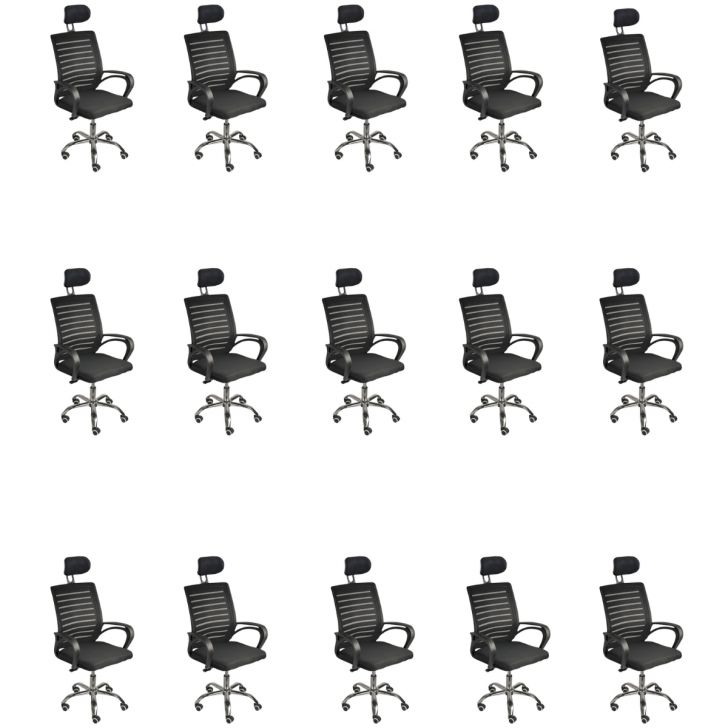 Kit 15 Cadeiras de Escritório Secretaria Diretor Roma Ergonômica com apoio de Nuca