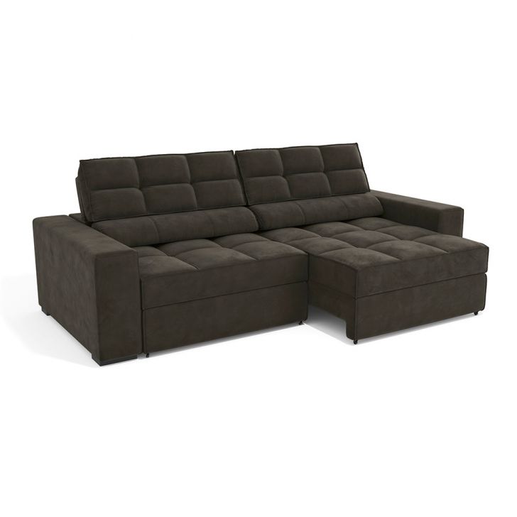 Image of Sofá 4 Lugares Retrátil E Reclinável Deluxe Molas Veludo Chumbo Escuro 268 Cm PLA-KA161UP89OOKMOB