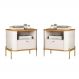 Conjunto Mesa de Cabeceira Malta Off White Nature Dourado