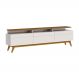 Rack Bancada 3 Gavetas com Nicho 180cm Amy Off White/Freijó G29 - Gran Belo
