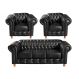Conjunto Sofá 3 Lugares Chesterfield Capitonê E 2 Poltronas Luís Xv - Couríssimo Preto