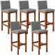 Kit 05 Banquetas Altas Para Cozinha Sala De Jantar Fixa Alya L02 Linho Cinza Escuro - Lyam Decor