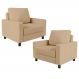 Kit 02 Poltronas Decorativas Para Sala De Estar E Recepção Malta L02 Linho Bege Escuro - Lyam Decor