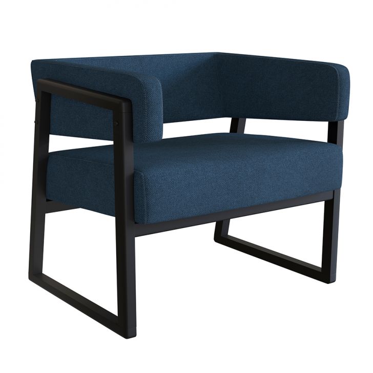 Poltrona Bria Poliéster Azul Marinho E Preto