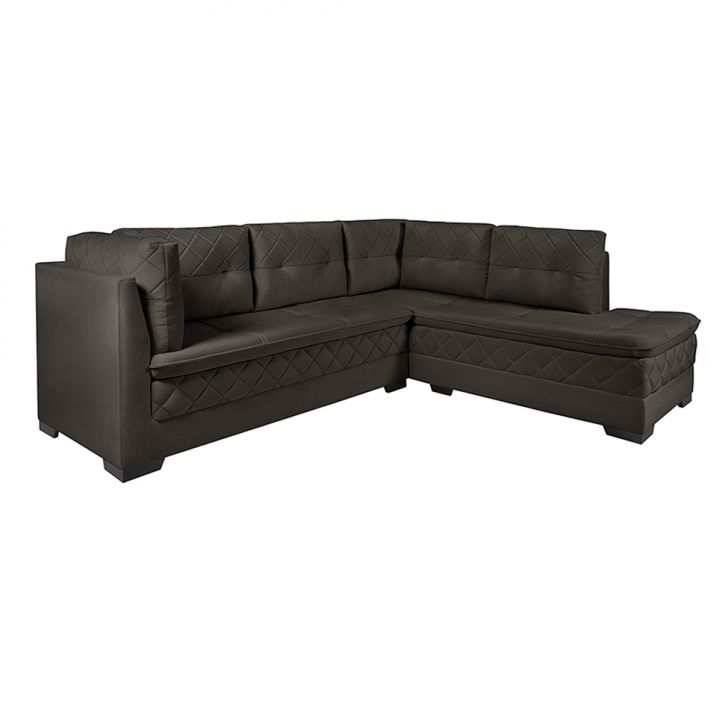 Image of Sofá De Canto 6 Lugares Canadá Suede Aveludado Marrom PLA-IM730UP89ERIMOB