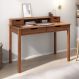 Mesa Escritório Compacta 1 Nicho 4 Gav Retrô Home Office Madeira Castanho Verniz Raul