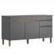 Balcao Com Tampo 3 Portas 1 Gaveta 150 cm Line Gris KTP
