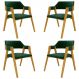 Kit 4 Cadeiras Sala de Jantar e Jogos Carteados Madeira Maciça Poker Veludo Verde/Mel G42 - Gran Belo