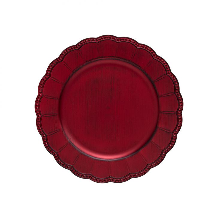 Sousplat Galles Gardênia Vermelho Antique