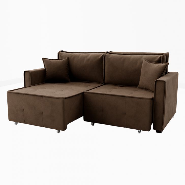 Sofá-Cama Casal 3 Lugares Onix Veludo Café 220 cm