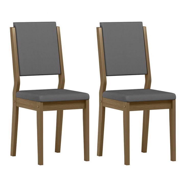 Conjunto 2 Cadeiras Carol Imbuia/Veludo Cinza - New Ceval