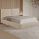 Cama com Cabeceira Elva King Base no Chão Veludo Luxo Bege G92 - Gran Belo