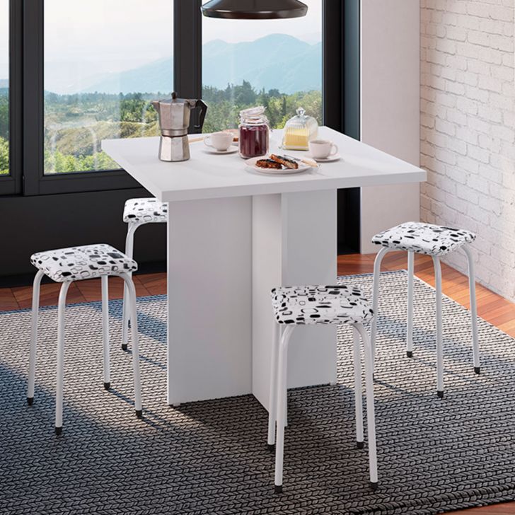 Conjunto De Mesa De Cozinha Com 4 Lugares Verona I Branco E Preto