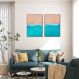Quadro Beira Mar 88x60 2-60x43 Filete Marrom