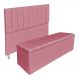 Kit Cabeceira e Calçadeira Baú Casal King 1,95m Londres Suede Rosa Dal Poz Estofados