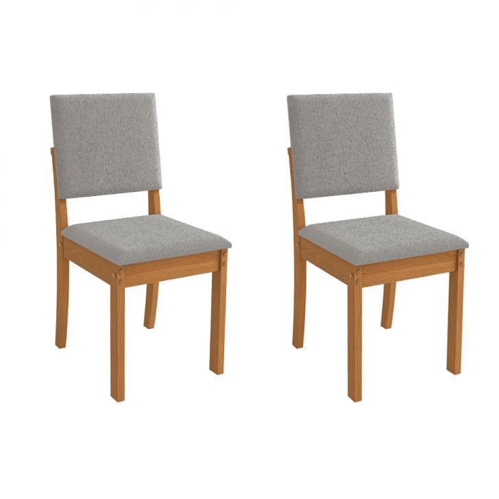 Conjunto com 2 Cadeiras Luna Bouclé Cinza e Canela